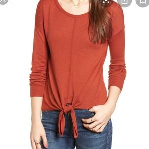 Madewell modern tie front sweater rusty torch
